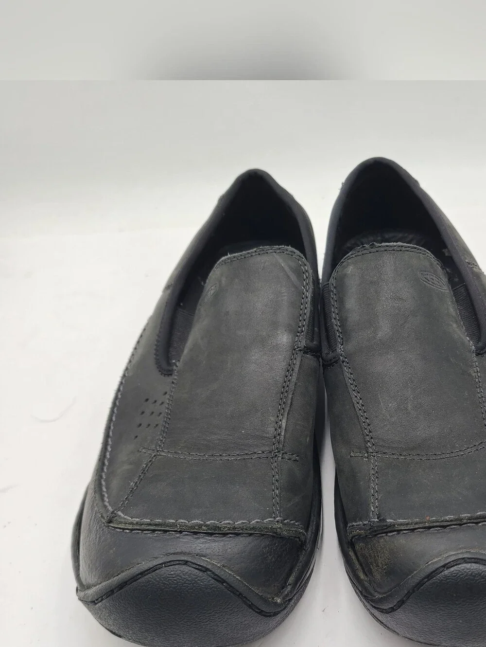 B38 Keen Dillon Black Leather Mens Size 12 Casual Comfort Slip On Shoes Loafers